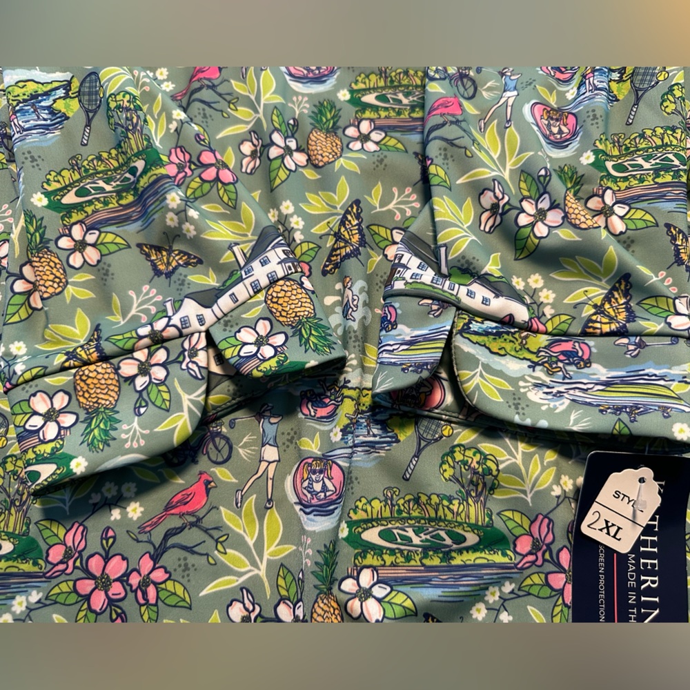 Katherine Way 2X UPF 50+ Botanical Print Sun Golf  Shirt Made USA NWT Stretchy - Picture 14 of 15